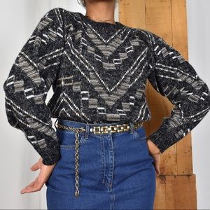 Med. Vintage 80s New Era Geometric Print Sweater